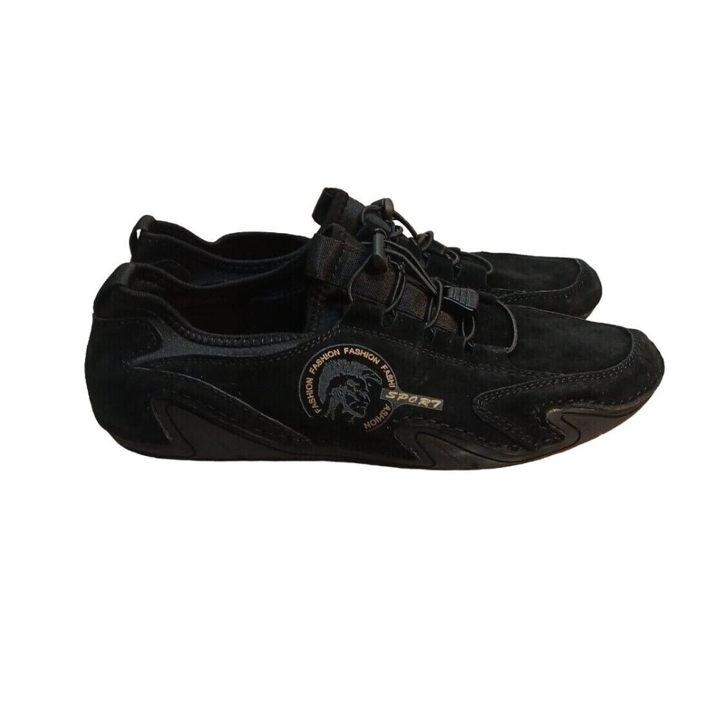 ✅Mens 41 Black Genuine Leather Casual Driving Shoes Lounging Loafer Sneaker - Picture 9 of 10